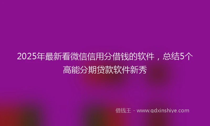 2025年最新看微信信用分借钱的软件，总结5个高能分期贷款软件新秀