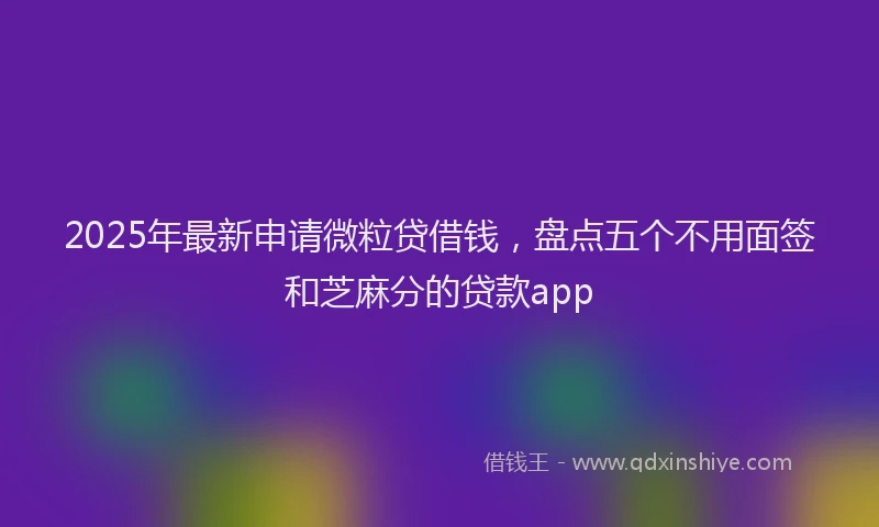 2025年最新申请微粒贷借钱，盘点五个不用面签和芝麻分的贷款app