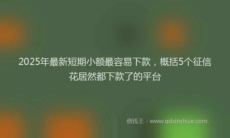 2025年最新短期小额最容易下款，概括5个征信花居然都下款了的平台