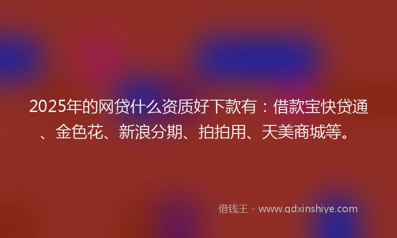 2025年的网贷什么资质好下款有：借款宝快贷通、金色花、新浪分期、拍拍用、天美商城等。