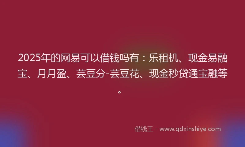2025年的网易可以借钱吗有：乐租机、现金易融宝、月月盈、芸豆分-芸豆花、现金秒贷通宝融等。