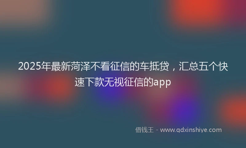2025年最新菏泽不看征信的车抵贷，汇总五个快速下款无视征信的app