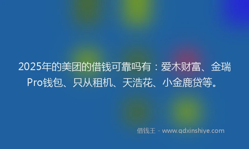 2025年的美团的借钱可靠吗有：爱木财富、金瑞Pro钱包、只从租机、天浩花、小金鹿贷等。