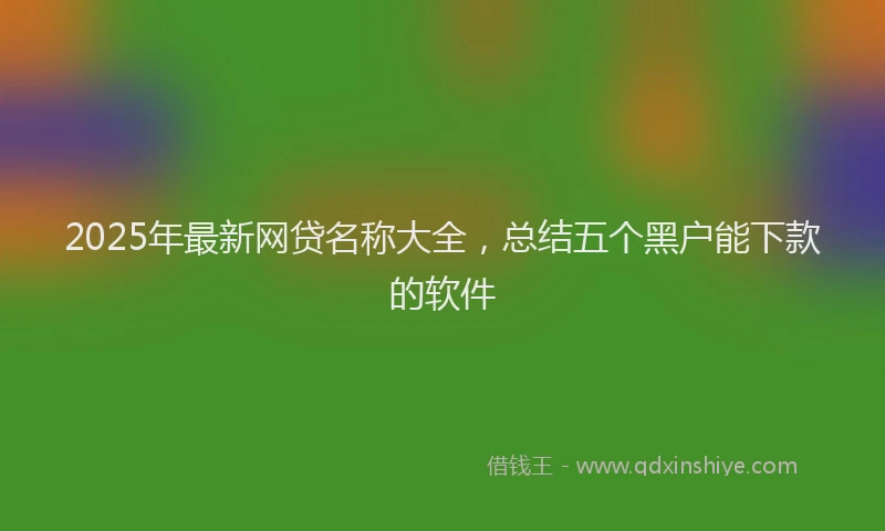 2025年最新网贷名称大全，总结五个黑户能下款的软件