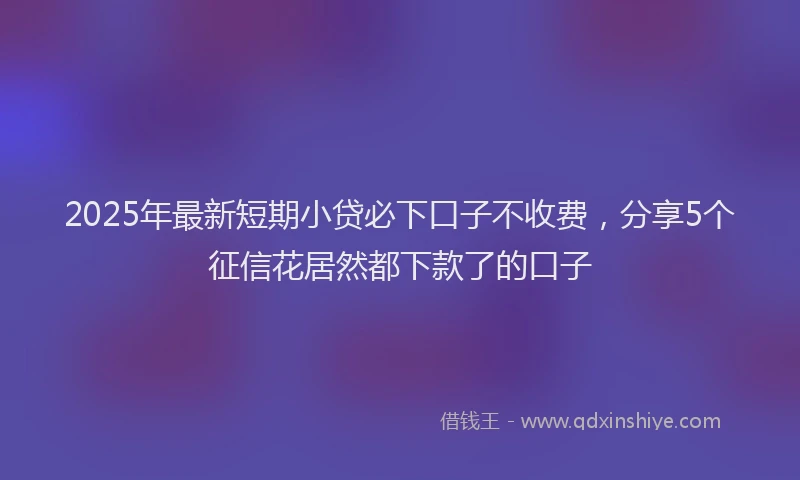 2025年最新短期小贷必下口子不收费，分享5个征信花居然都下款了的口子
