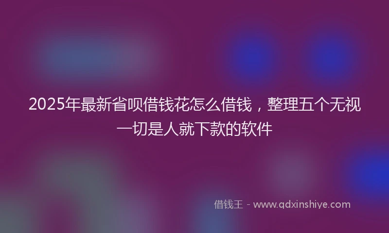 2025年最新省呗借钱花怎么借钱，整理五个无视一切是人就下款的软件
