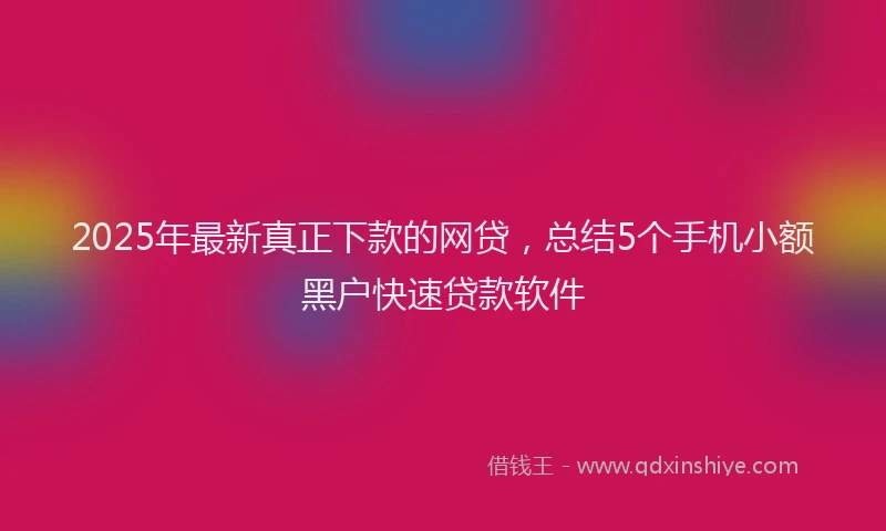 2025年最新真正下款的网贷，总结5个手机小额黑户快速贷款软件