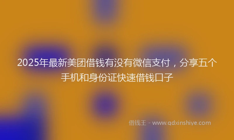 2025年最新美团借钱有没有微信支付，分享五个手机和身份证快速借钱口子