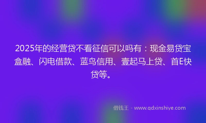 2025年的经营贷不看征信可以吗有：现金易贷宝盒融、闪电借款、蓝鸟信用、壹起马上贷、首E快贷等。