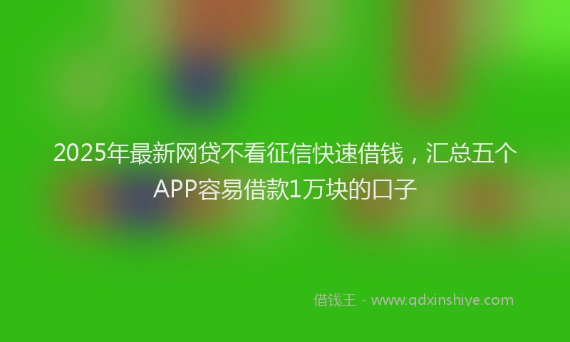 2025年最新网贷不看征信快速借钱，汇总五个APP容易借款1万块的口子