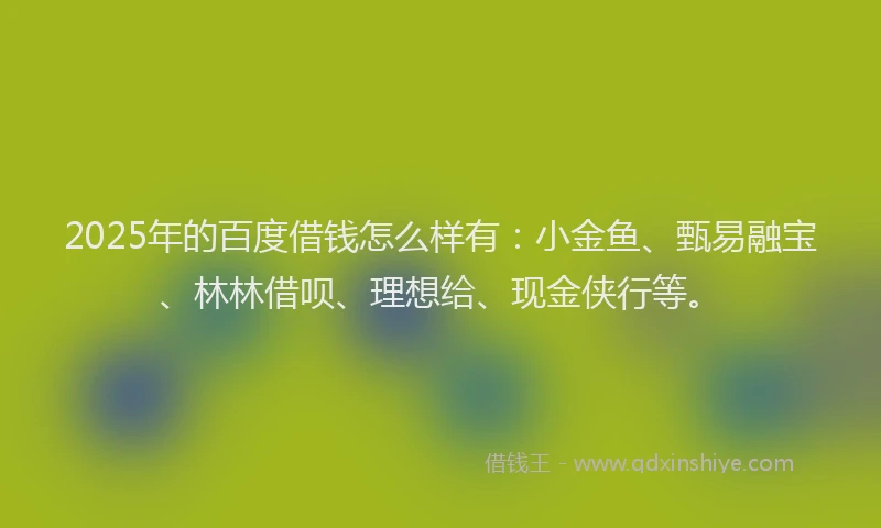 2025年的百度借钱怎么样有：小金鱼、甄易融宝、林林借呗、理想给、现金侠行等。