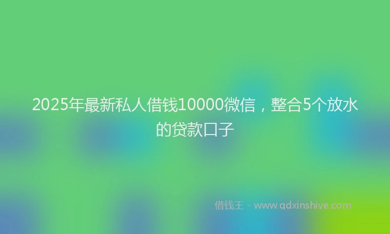 2025年最新私人借钱10000微信，整合5个放水的贷款口子