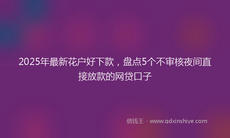 2025年最新花户好下款，盘点5个不审核夜间直接放款的网贷口子