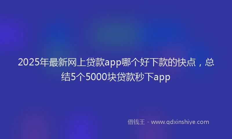 2025年最新网上贷款app哪个好下款的快点，总结5个5000块贷款秒下app