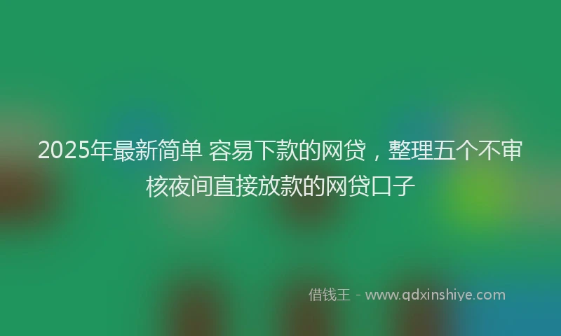 2025年最新简单 容易下款的网贷，整理五个不审核夜间直接放款的网贷口子