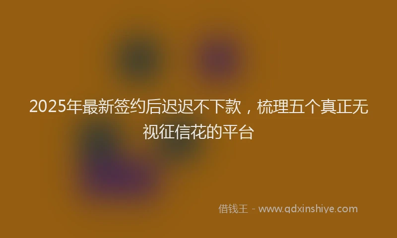 2025年最新签约后迟迟不下款，梳理五个真正无视征信花的平台