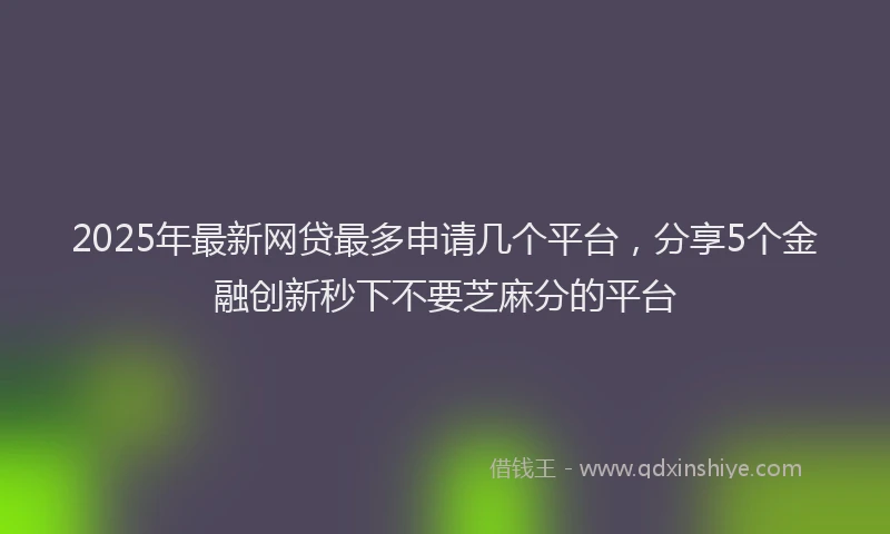 2025年最新网贷最多申请几个平台，分享5个金融创新秒下不要芝麻分的平台