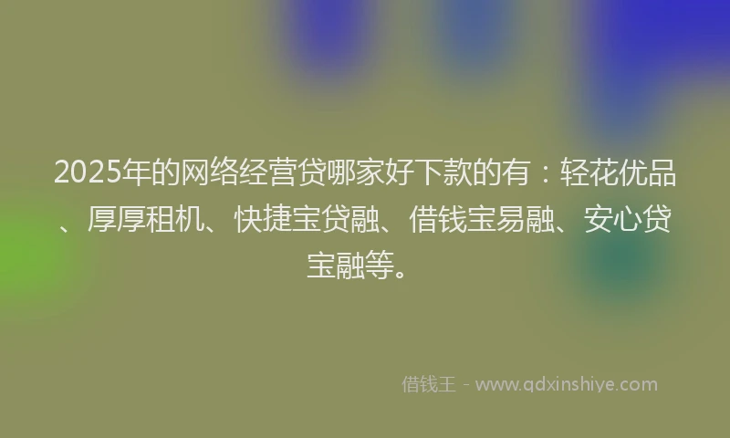 2025年的网络经营贷哪家好下款的有：轻花优品、厚厚租机、快捷宝贷融、借钱宝易融、安心贷宝融等。