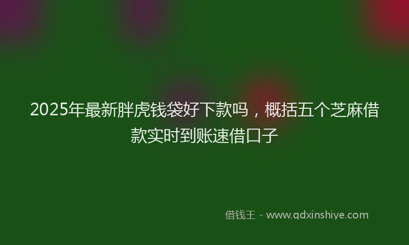 2025年最新胖虎钱袋好下款吗，概括五个芝麻借款实时到账速借口子