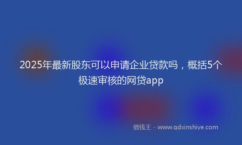 2025年最新股东可以申请企业贷款吗，概括5个极速审核的网贷app