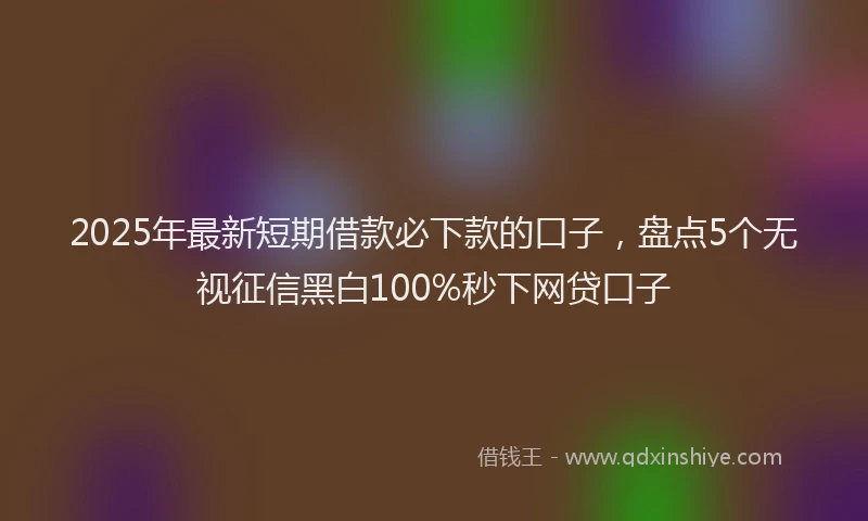 2025年最新短期借款必下款的口子，盘点5个无视征信黑白100%秒下网贷口子