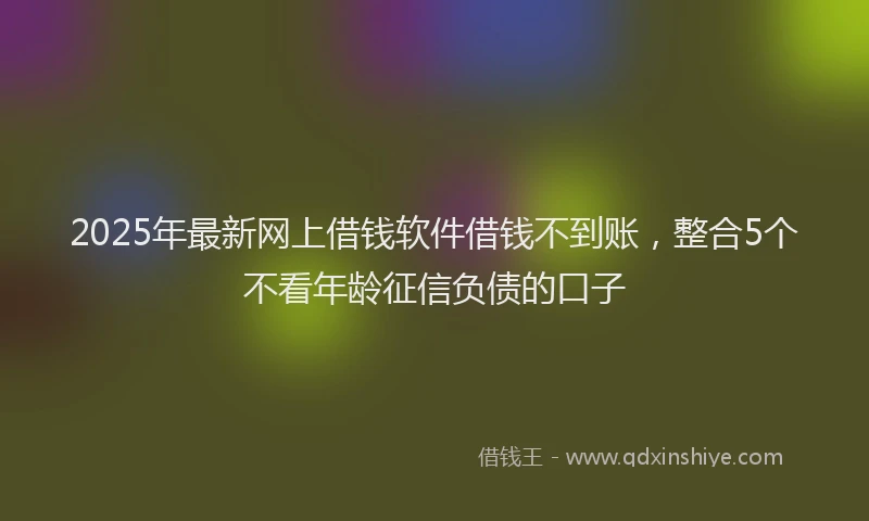2025年最新网上借钱软件借钱不到账，整合5个不看年龄征信负债的口子