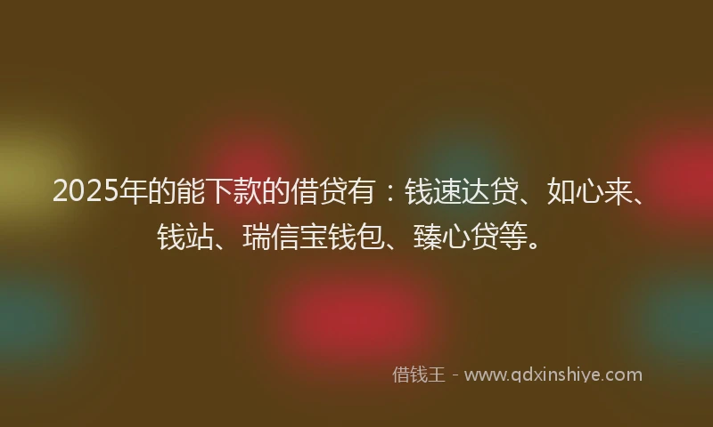 2025年的能下款的借贷有：钱速达贷、如心来、钱站、瑞信宝钱包、臻心贷等。