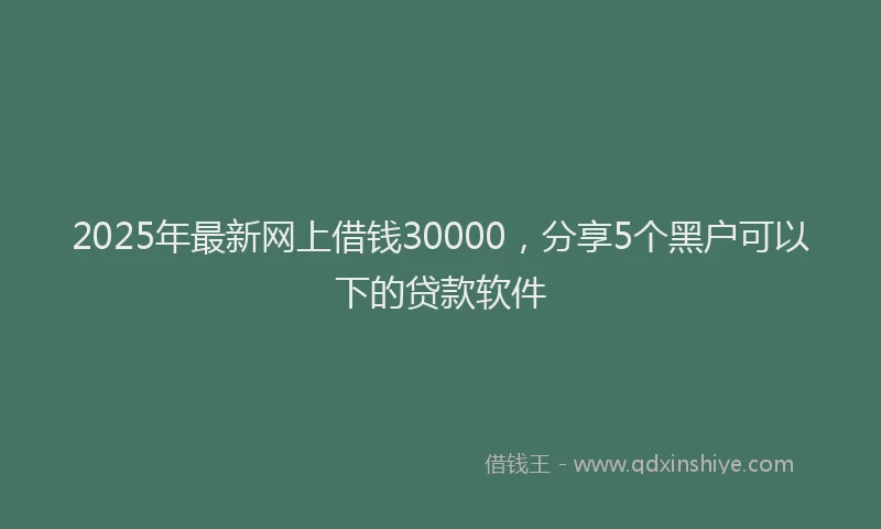 2025年最新网上借钱30000，分享5个黑户可以下的贷款软件