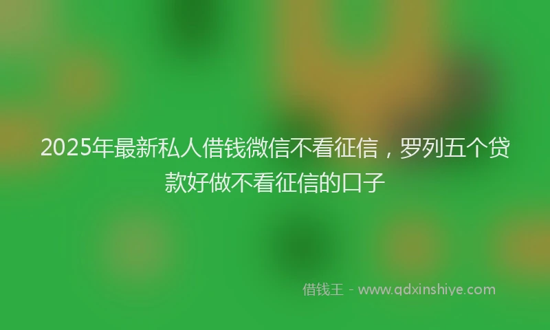 2025年最新私人借钱微信不看征信，罗列五个贷款好做不看征信的口子