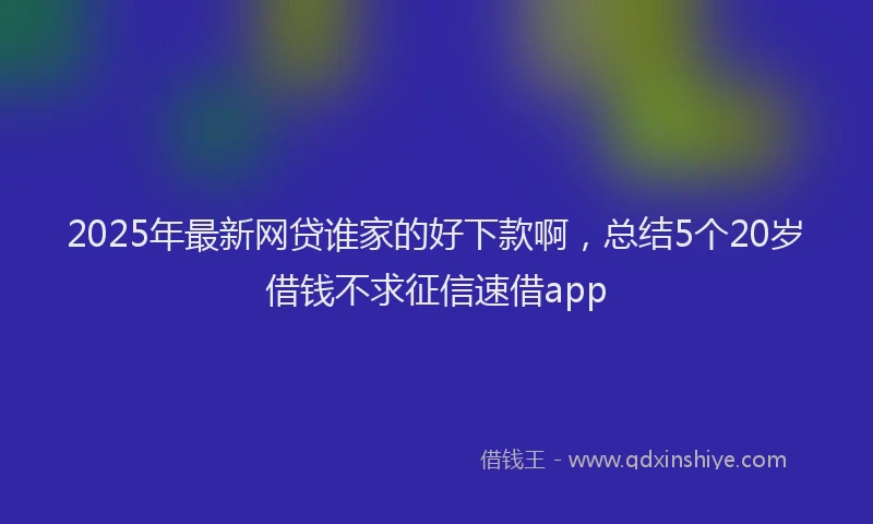 2025年最新网贷谁家的好下款啊，总结5个20岁借钱不求征信速借app