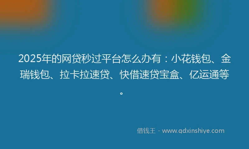 2025年的网贷秒过平台怎么办有：小花钱包、金瑞钱包、拉卡拉速贷、快借速贷宝盒、亿运通等。