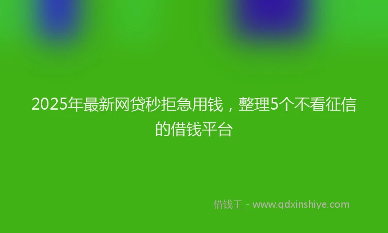 2025年最新网贷秒拒急用钱，整理5个不看征信的借钱平台