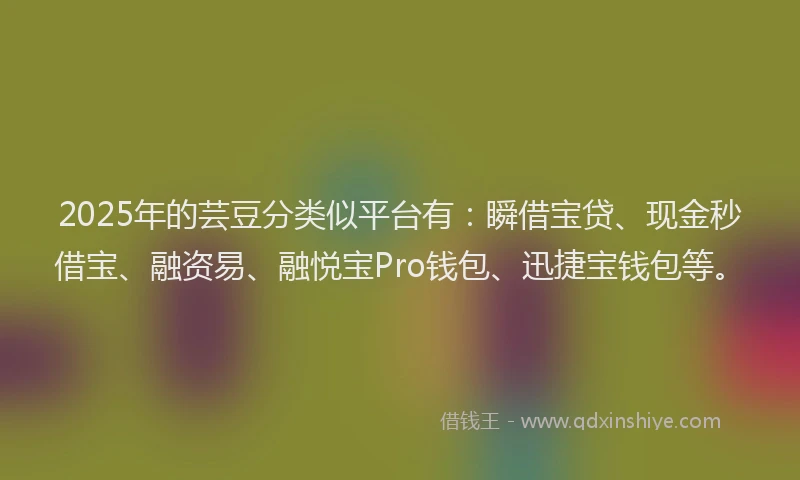 2025年的芸豆分类似平台有：瞬借宝贷、现金秒借宝、融资易、融悦宝Pro钱包、迅捷宝钱包等。