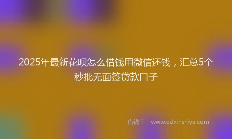 2025年最新花呗怎么借钱用微信还钱，汇总5个秒批无面签贷款口子