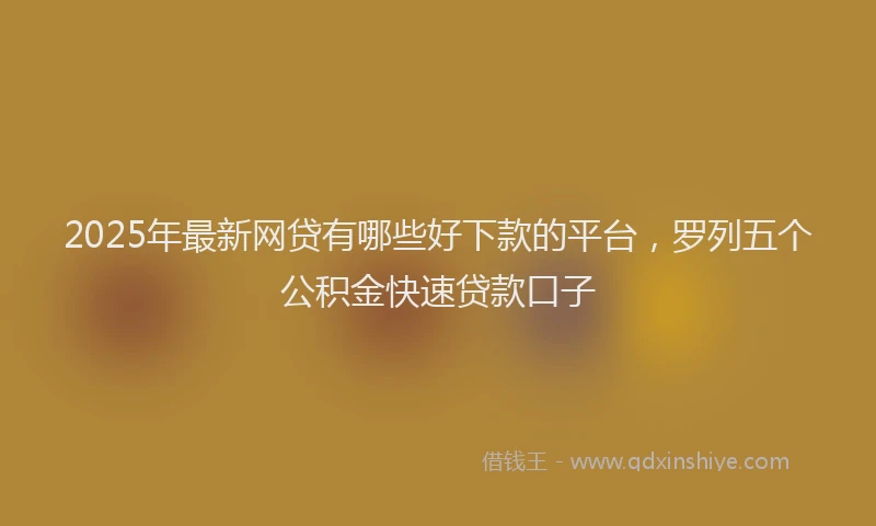2025年最新网贷有哪些好下款的平台，罗列五个公积金快速贷款口子