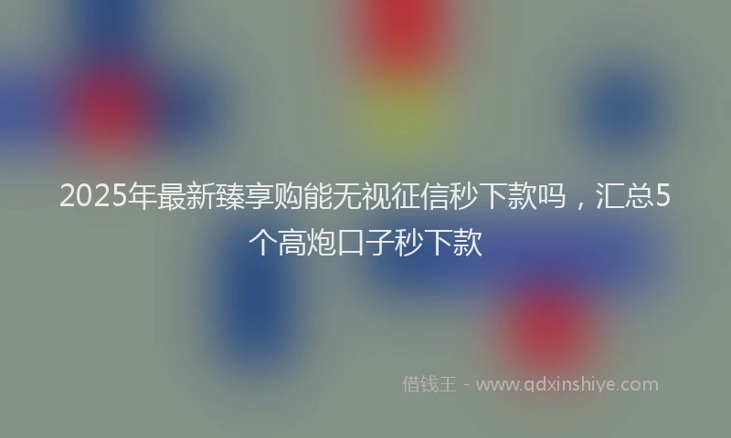 2025年最新臻享购能无视征信秒下款吗，汇总5个高炮口子秒下款
