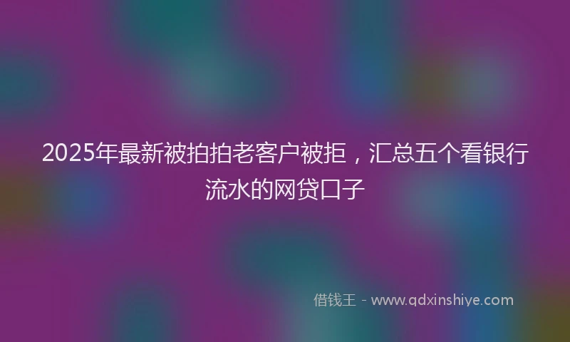 2025年最新被拍拍老客户被拒，汇总五个看银行流水的网贷口子