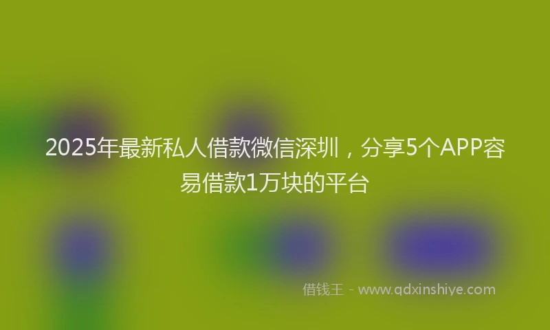 2025年最新私人借款微信深圳，分享5个APP容易借款1万块的平台