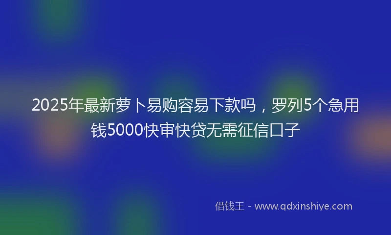 2025年最新萝卜易购容易下款吗，罗列5个急用钱5000快审快贷无需征信口子