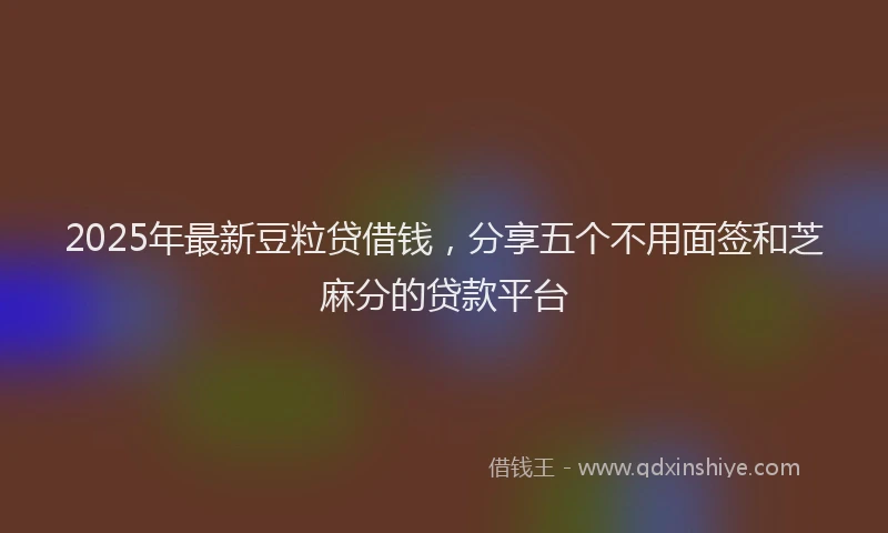 2025年最新豆粒贷借钱，分享五个不用面签和芝麻分的贷款平台
