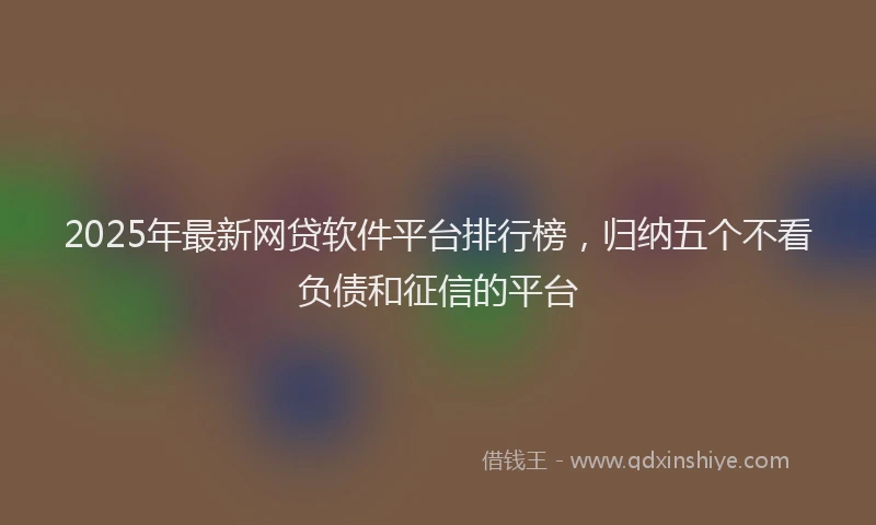 2025年最新网贷软件平台排行榜，归纳五个不看负债和征信的平台