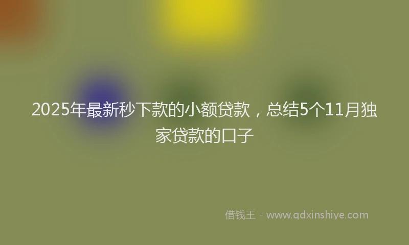 2025年最新秒下款的小额贷款，总结5个11月独家贷款的口子