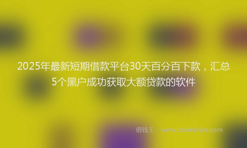 2025年最新短期借款平台30天百分百下款，汇总5个黑户成功获取大额贷款的软件
