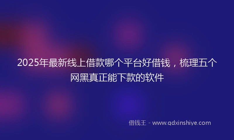 2025年最新线上借款哪个平台好借钱，梳理五个网黑真正能下款的软件