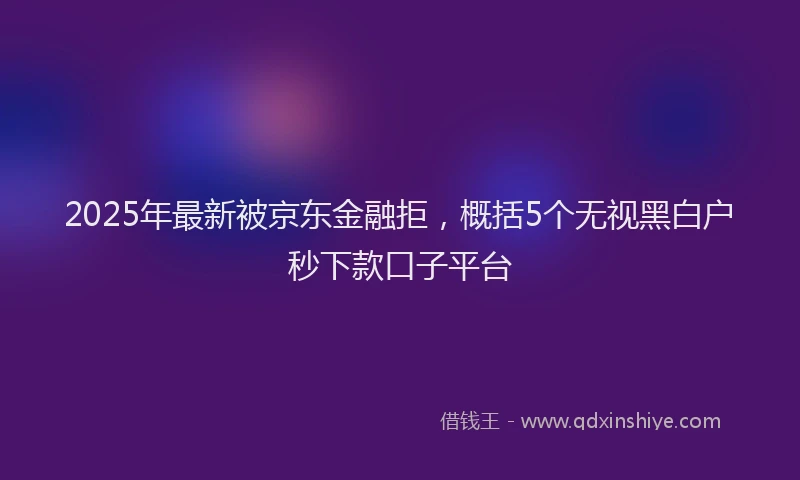 2025年最新被京东金融拒，概括5个无视黑白户秒下款口子平台
