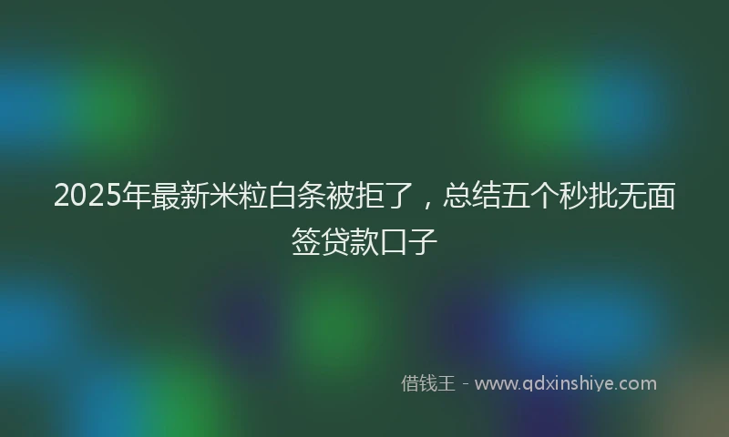 2025年最新米粒白条被拒了，总结五个秒批无面签贷款口子