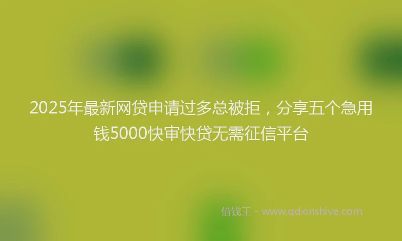 2025年最新网贷申请过多总被拒，分享五个急用钱5000快审快贷无需征信平台
