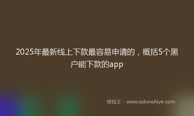 2025年最新线上下款最容易申请的，概括5个黑户能下款的app