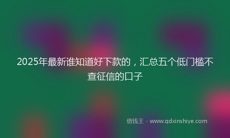 2025年最新谁知道好下款的，汇总五个低门槛不查征信的口子