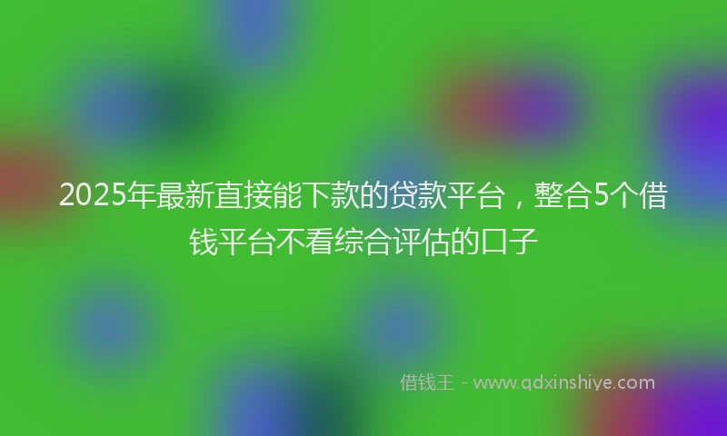 2025年最新直接能下款的贷款平台，整合5个借钱平台不看综合评估的口子